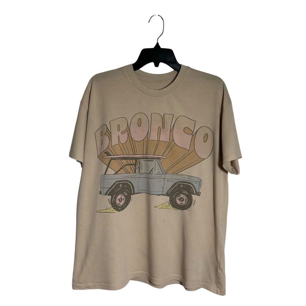 American Eagle Outfitters XS Beige Ford Bronco Graphic Oversized Tshirt Retro